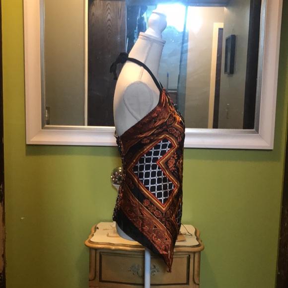 Dots Size M Halter Top V Shape on the Front Copper Gold, Black and silver tones - Picture 3 of 6